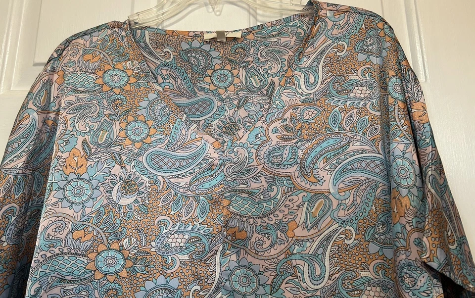 Caballete Talla Grande Paisley Floral Kimono Manga Top Boho Festival Cuello en V Gran Tamaño Foto 3 de 4
