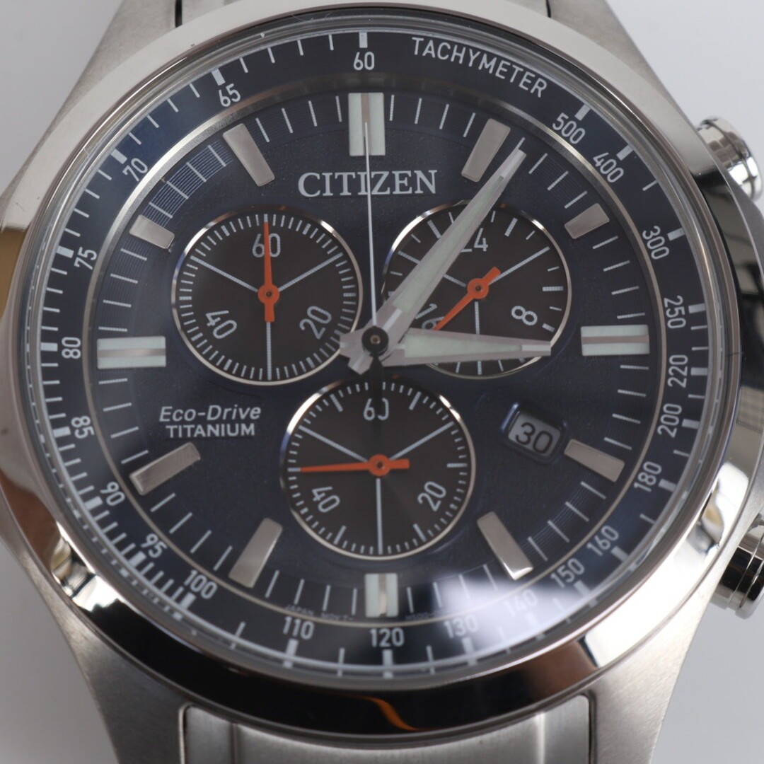 Citizen Eco Drive Chronograph AT2530-85L Watch Silver Used From Japan image 6