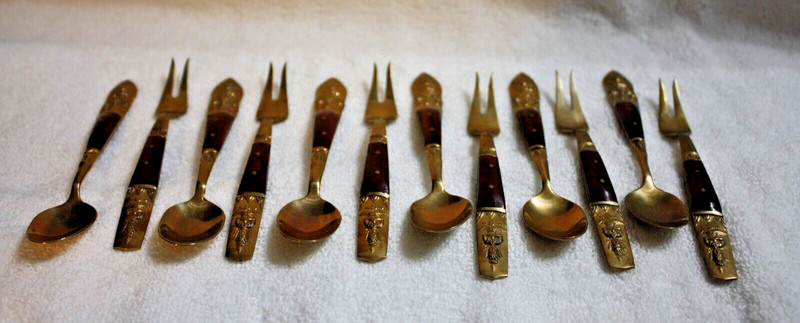 Vintage Thai Appetizer Forks (6) and Spoons (6)