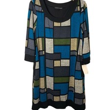 Chris McLaughlin Dress Women's Size 12 Color Block Blue Tan Pockets Lined Career