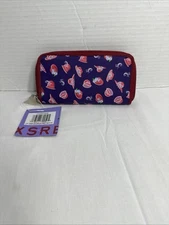 Red Hat Society Nylon Zip Around Wallet Metal CharmZipper Pull 7 x 3.5 Inch NWT