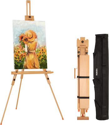 Adjustable Beech Wood Tripod Easel with Bag - Fits Canvases Up to 44