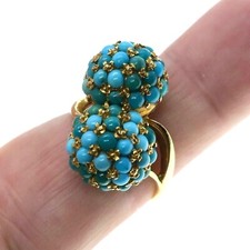 Fabulous Vintage 18k Solid Yellow Gold Turquo...