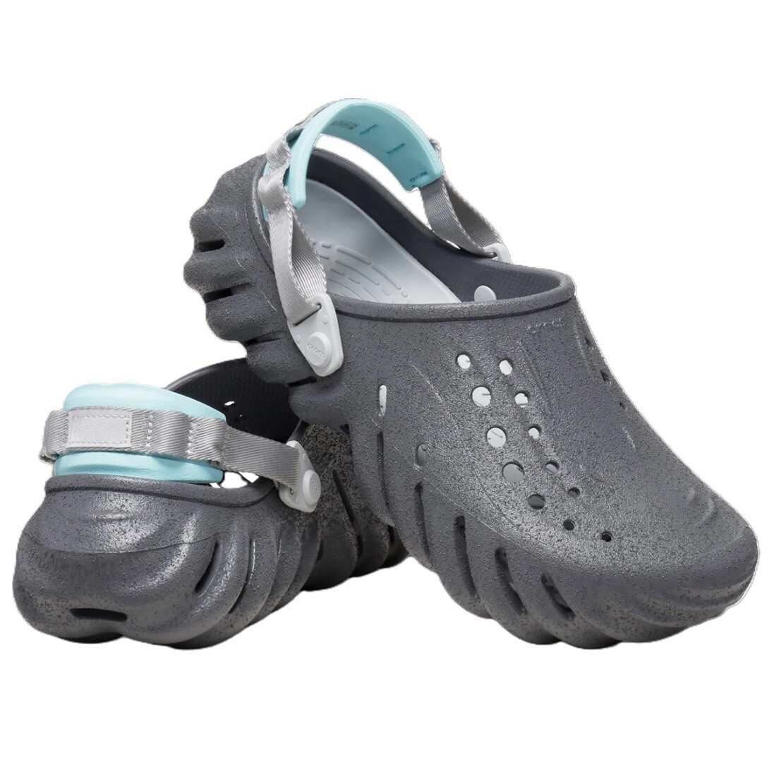 Crocs Echo Sandstorm Slate Gray w/ Blue Clog Shoes Comfort Slides Mens Size 11