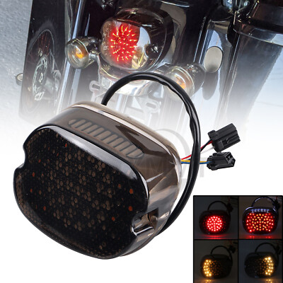 Smoked LED Tail Lights Brake Integrated Turn Signals For Harley