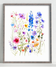 Floral Art Print, Wildflowers Wall Art Decor, Botanical Art Print Nature Art #36