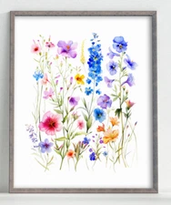 Floral Art Print, Wildflowers Wall Art Decor, Botanical Art Print Nature Art #36