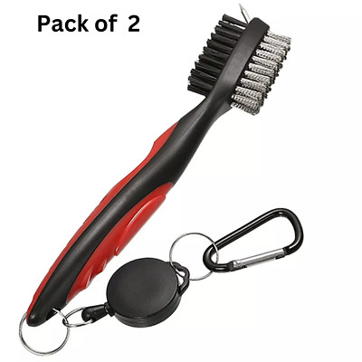 Double Sided Golf Club Cleaning Brush with Retractable Groove Sharpener