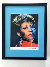 ANDY WARHOL | ARETHA FRANKLIN SIGNED VINTAGE PRINT MATTED AND FRAMED