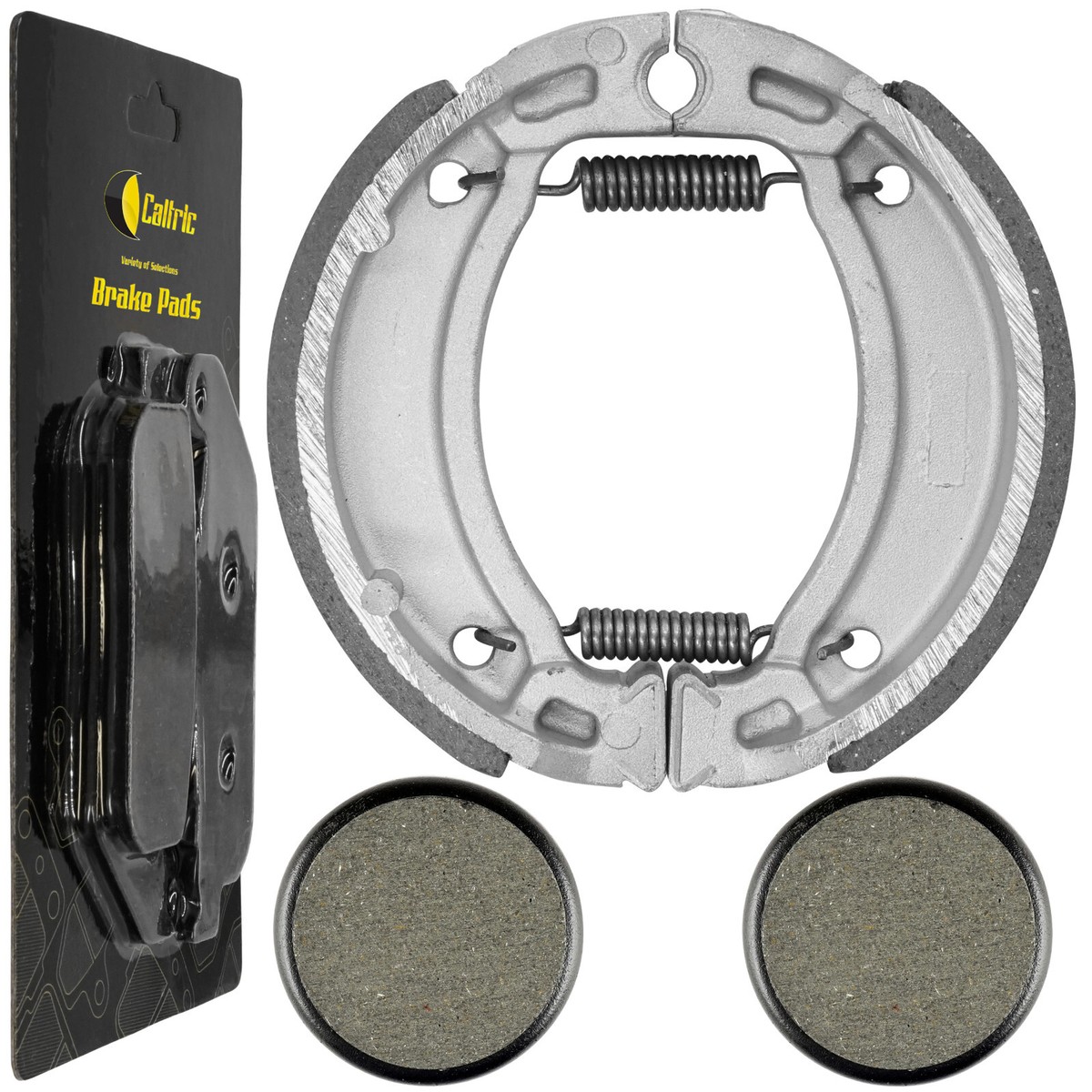 Caltric Front & Rear Brake Pad/Shoe Set For Yamaha YT175 Tri-Moto 175 (1982-1983)