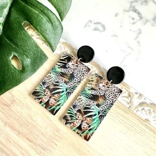 Jungle Cat Leopard Cheetah Acrylic Earrings Boho Butterfly Jewelry NEW Gift