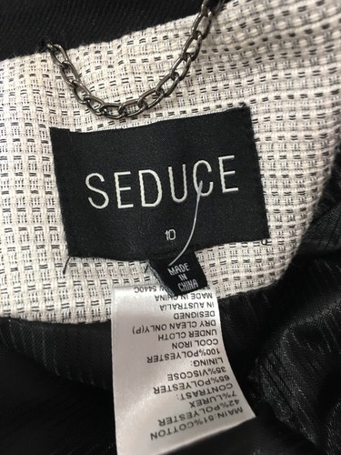 Seduce Vintage Fashion Retro Boho Party Style Zip Black & White Jacket Size 10 - Bild 6 von 12