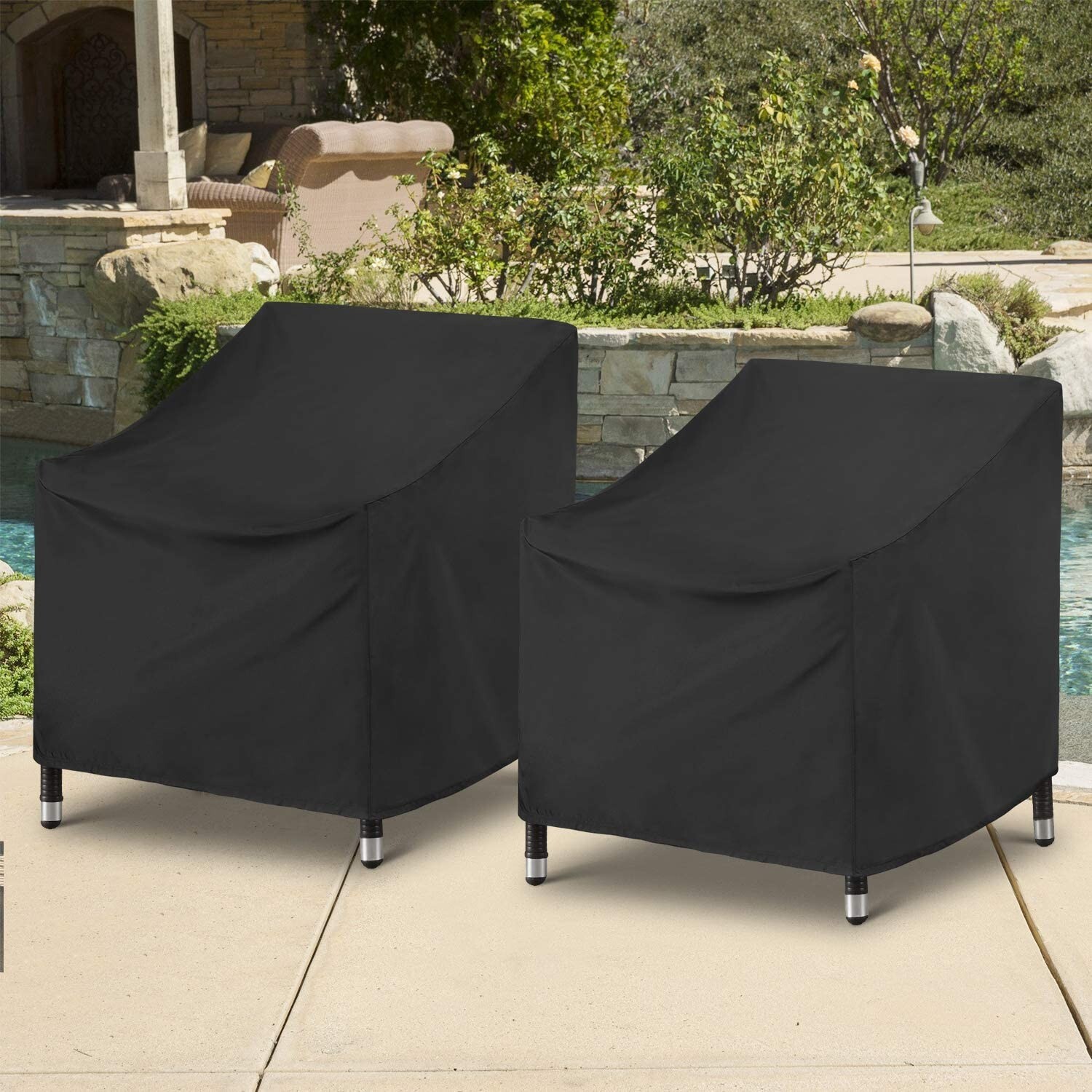 SunPatio 2 Pack Outdoor Chair Covers, Patio Furniture Covers Waterproof & Fad...