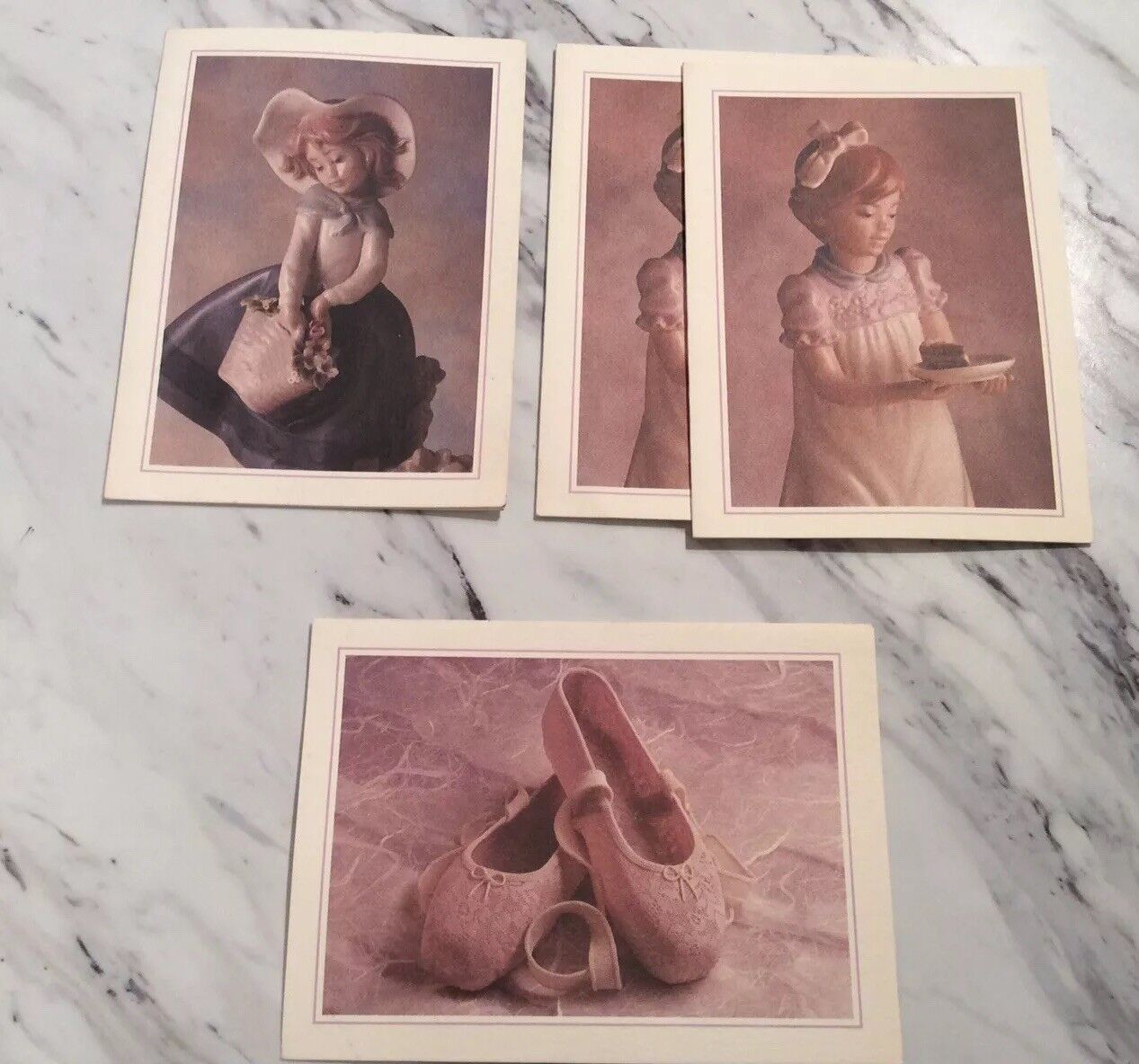 Lladro Note Cards Vintage No Envelopes Set Of Four cards