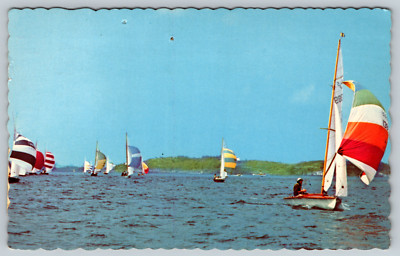 West New York Place Great Hamilton Dexter Sailing Year Vintage Chrome Postcard