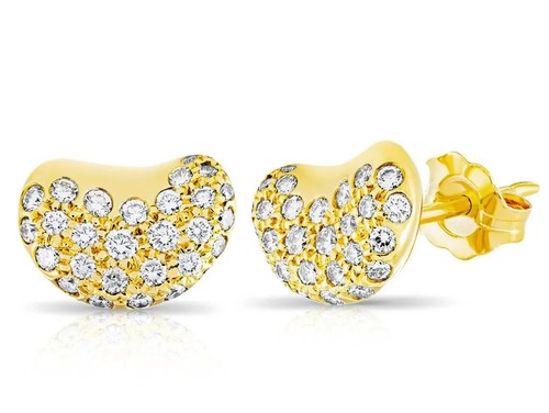 Tiffany & Co Vintage Elsa Peretti Diamond Beans 11.0 mm Earrings 18k Yellow Gold - 第 2/4 張圖片
