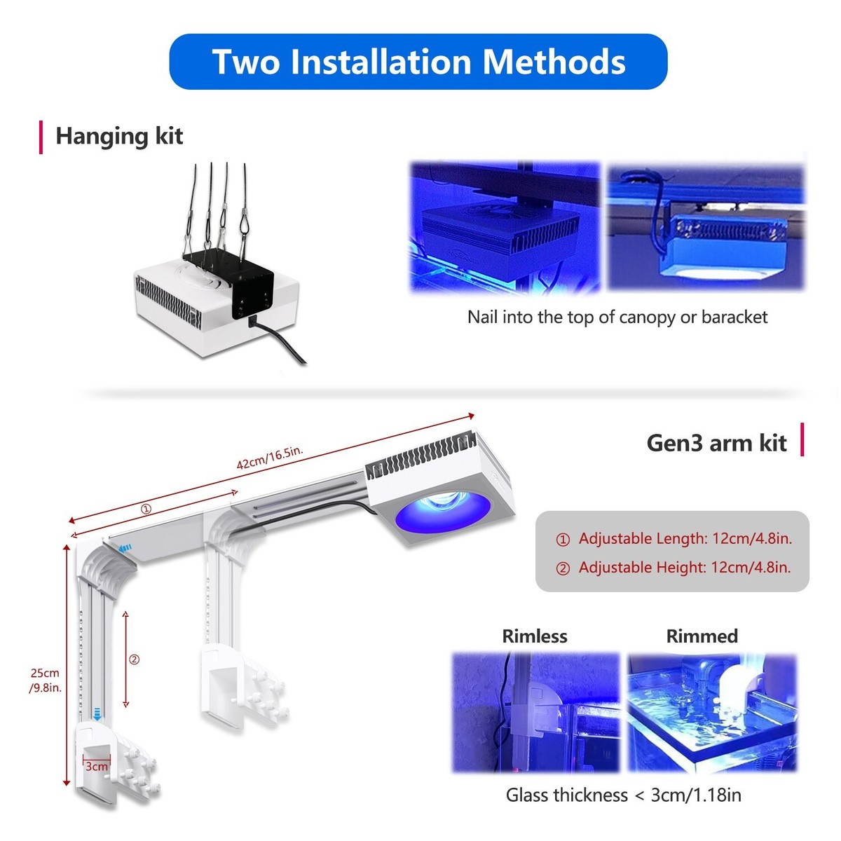 PopBloom RL90 WiFi Reef Led Aquarium Light for Saltwater Coral 36