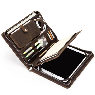 Genuine Leather Tablet Case Office Folder Portfolio Business Organizer For iPad
