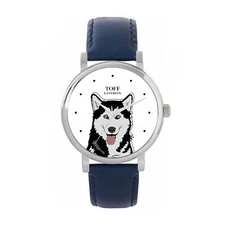 Toff London TLWS-29946 Ladies Black And White Husky Dog Head Watch