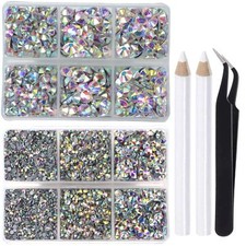 6400 Pcs Hotfix Rhinestones Flat Back Crystal Round Glass Gems for Crafting