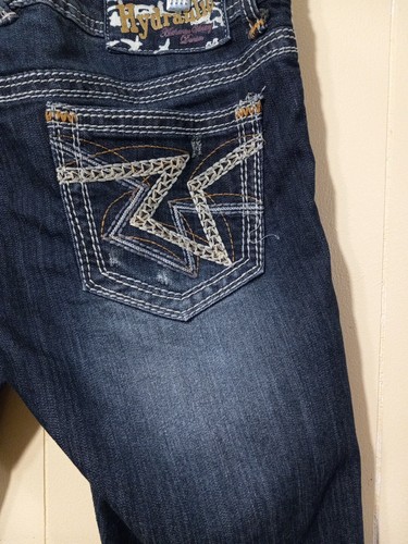 Hydraulic Womens Dark Wash Cropped Capri Jeans Size 11/12 (32) Large Stitch - Picture 9 of 11