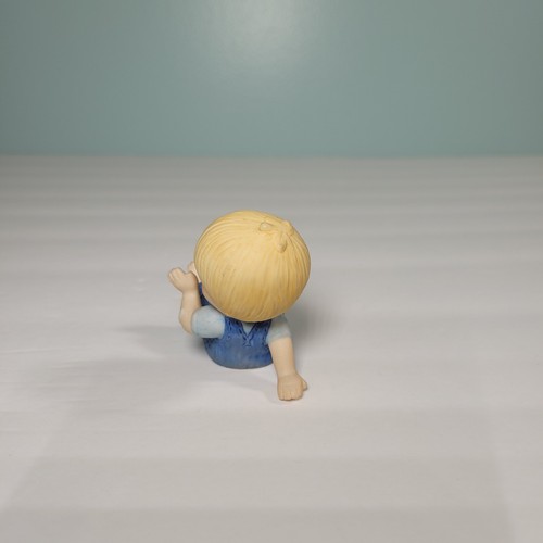 Enesco Country Cousins Scooter Figurine Blonde Boy Bib Overalls Tumbling 1981 - Picture 4 of 7