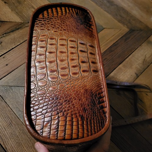 Retired Brahmin Toasted Canyon Reed Croc Embossed Leather Tote Bag - Picture 6 of 23