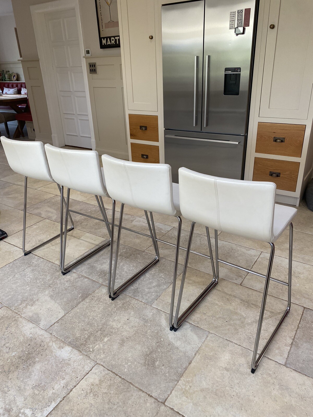 IKEA Bernhard Bar Stool X4 Cream Leather eBay