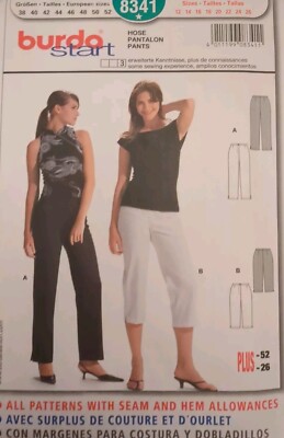 BURDA Vintage Sewing Pattern 8341 Close Fitting Pants Capris 12-26 Uncut