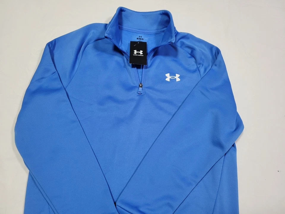 Suéter informal Under Armour polar para hombre cálido 1/4 cremallera azul 1373400-464 Foto 3 de 4