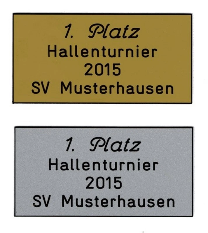 MARKENLOS Schild (Gr.M=2,8x5,8 cm) für Pokal,Briefkasten,Tür inkl.4 Zeilen Gravur 2,70 EUR