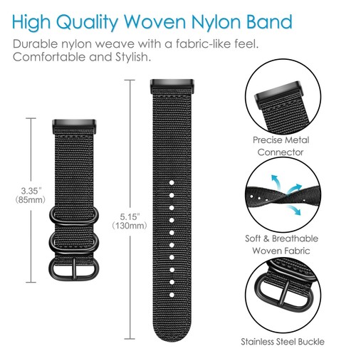 Band for Fitbit Versa 3 / Fitbit Sense Soft Woven Nylon Sport Replacement Strap - Picture 3 of 16