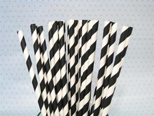 25/50/75/100 RETRO PAPER DRINKING STRAWS VINTAGE STRIPE PARTY WEDDING BIRTHDAY