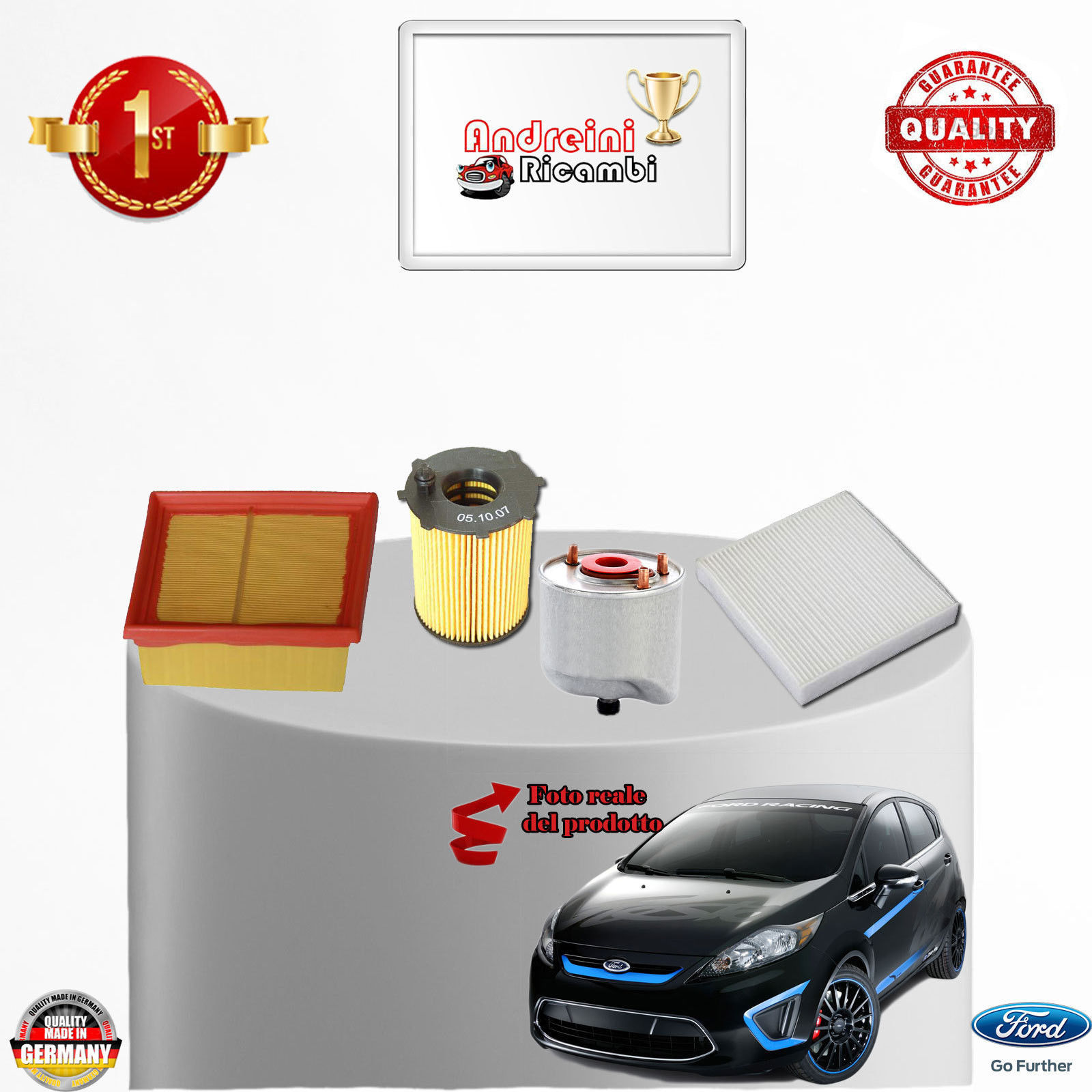 KIT TAGLIANDO 4 FILTRI FORD FIESTA VI 1.4 TDCI 51KW 70CV DAL  2011 ->