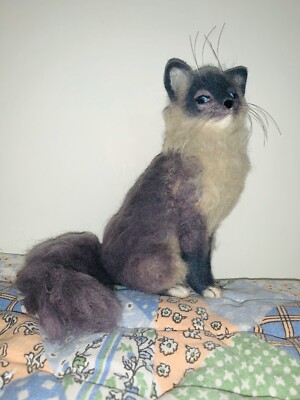 CAT NEEDLE FELTED    ooak Artist DAL collectibles New