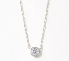 Diamonique 2 cttw Bezel Set Solitaire Necklace, Sterling silver