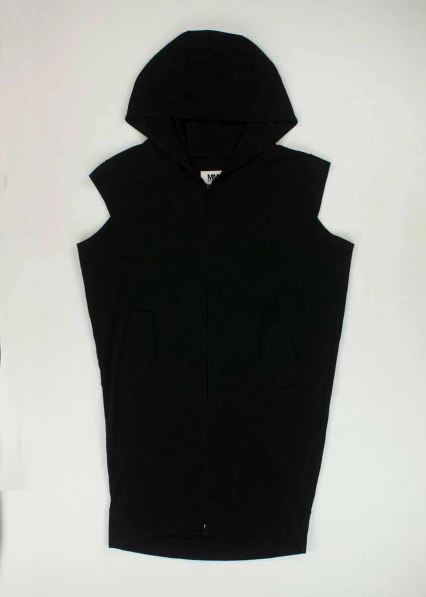 MM6 Maison Martin Margiela Sleeveless Full Zip Tunic Hoodie Dress Jacket Black S