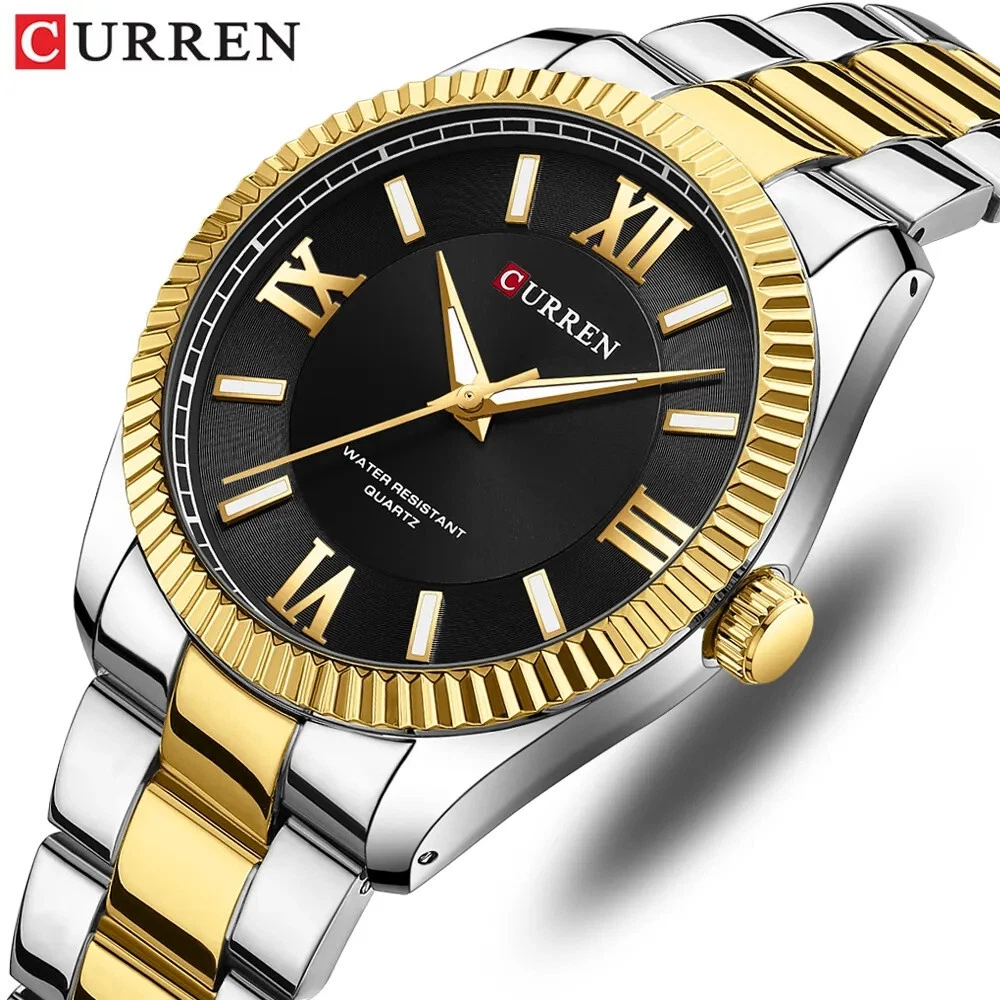 CURREN Men Quartz Watch Steel Wristwatch Simple Roman Numeral Watches Male Watch