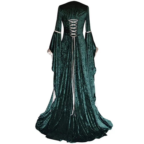 Medieval Renaissance Costume Velvet Long Dress Gothic Victorian Gown Cosplay - Picture 9 of 24