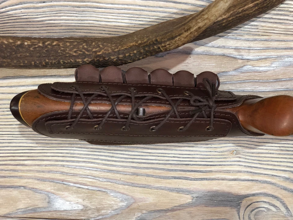 Leather Shotgun Shell Cartridge Buttstock Holder Cheek Rest Padded - 12 & 20 ga - Image 4 of 4