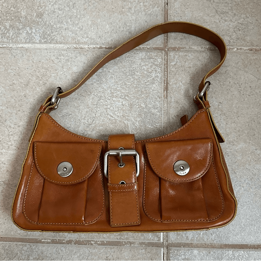HYPE Shoulder Bag brown camel real genuine leather vintage HYPE Shoulder Bag brown camel real genuine leather vintage