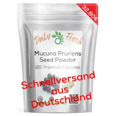 ASIA HERBALS DAILY FRESH: NATUR PUR, VON HAND GEFERTIGT. MUCUNA 120 Kapseln Juckbohne Original Mucuna Pruriens - L-Dopa - Dopamin