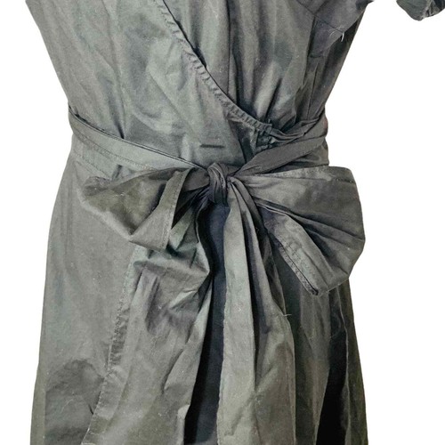 Sandro sz8 Wrap Fit & Flare Dress in Black Belted Waist Short Sleeves A Line MED - Picture 7 of 12