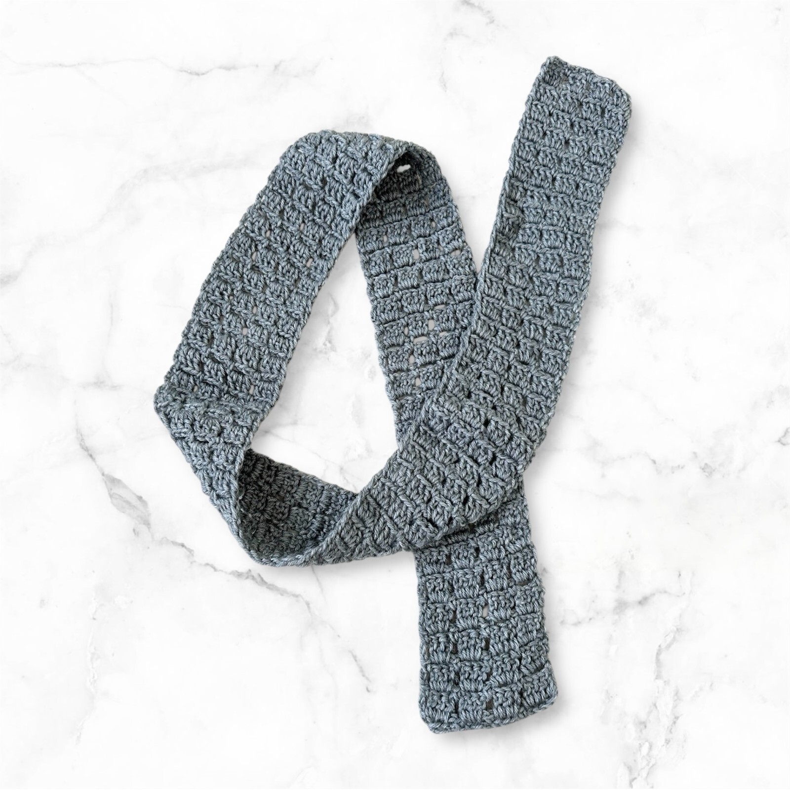 Gray Crochet Scarf Handmade with Soft Acrylic Yarn Simple Rectangular Design