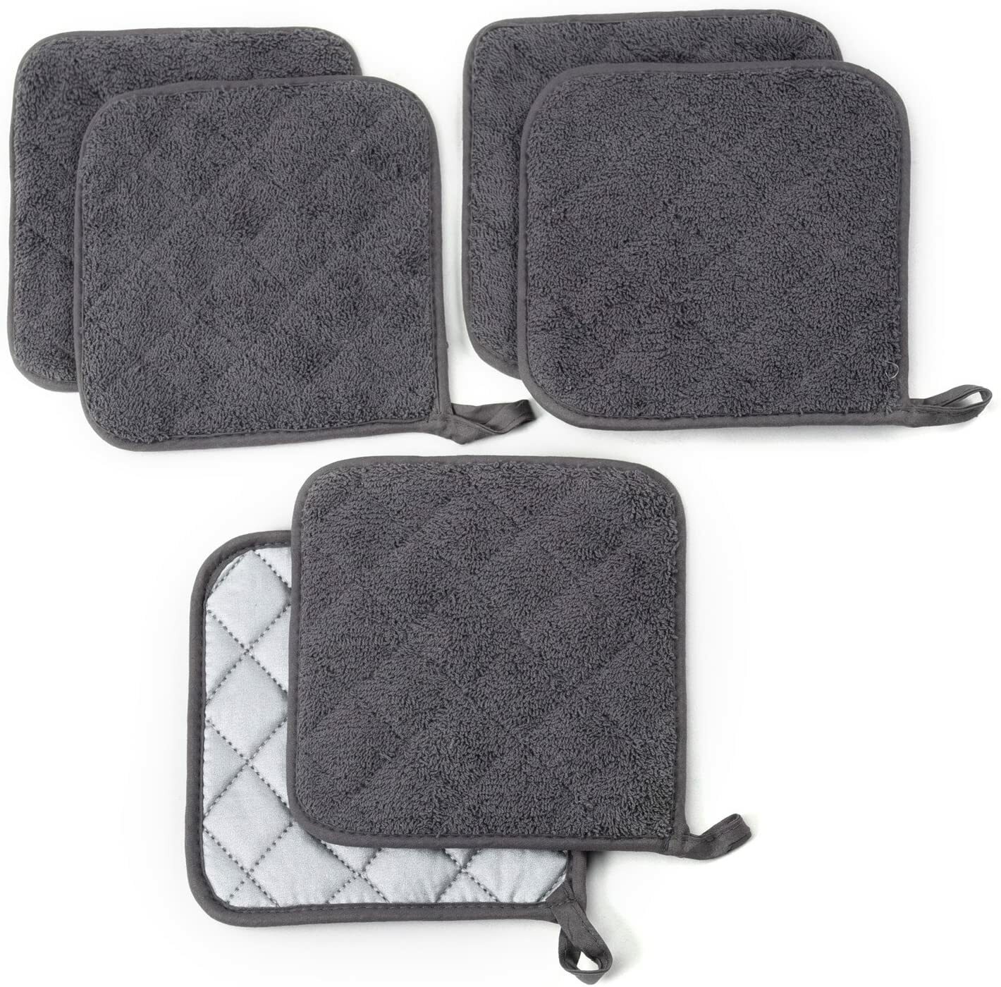 6-Pack Potholders Cotton Kitchen Everyday Basic Terry Heat Resistant Pot Holder