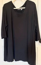 Peter Luft BoHo Wearable Art Stunning Black V Neck Tunic