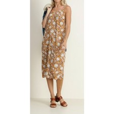 Old Navy Mustard Yellow Floral Maxi Slip Dress Ditsy Casual Boho Size Small