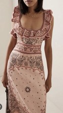 LIKE NEW Zimmermann Matchmaker Linen Paisley Midi Dress Size 3 Aus 14 US 10 