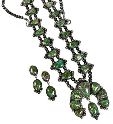 LaRose Ganadanegro Turquoise Squash Blossom Necklace SET