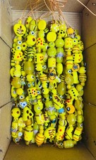 10 Strands Lamp work Glass Beads Yellow, Multi Style  Size, Duty Paid Delivery.